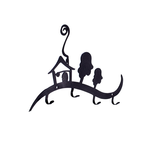 Wieszak ścienny Domek czarny - Intesi